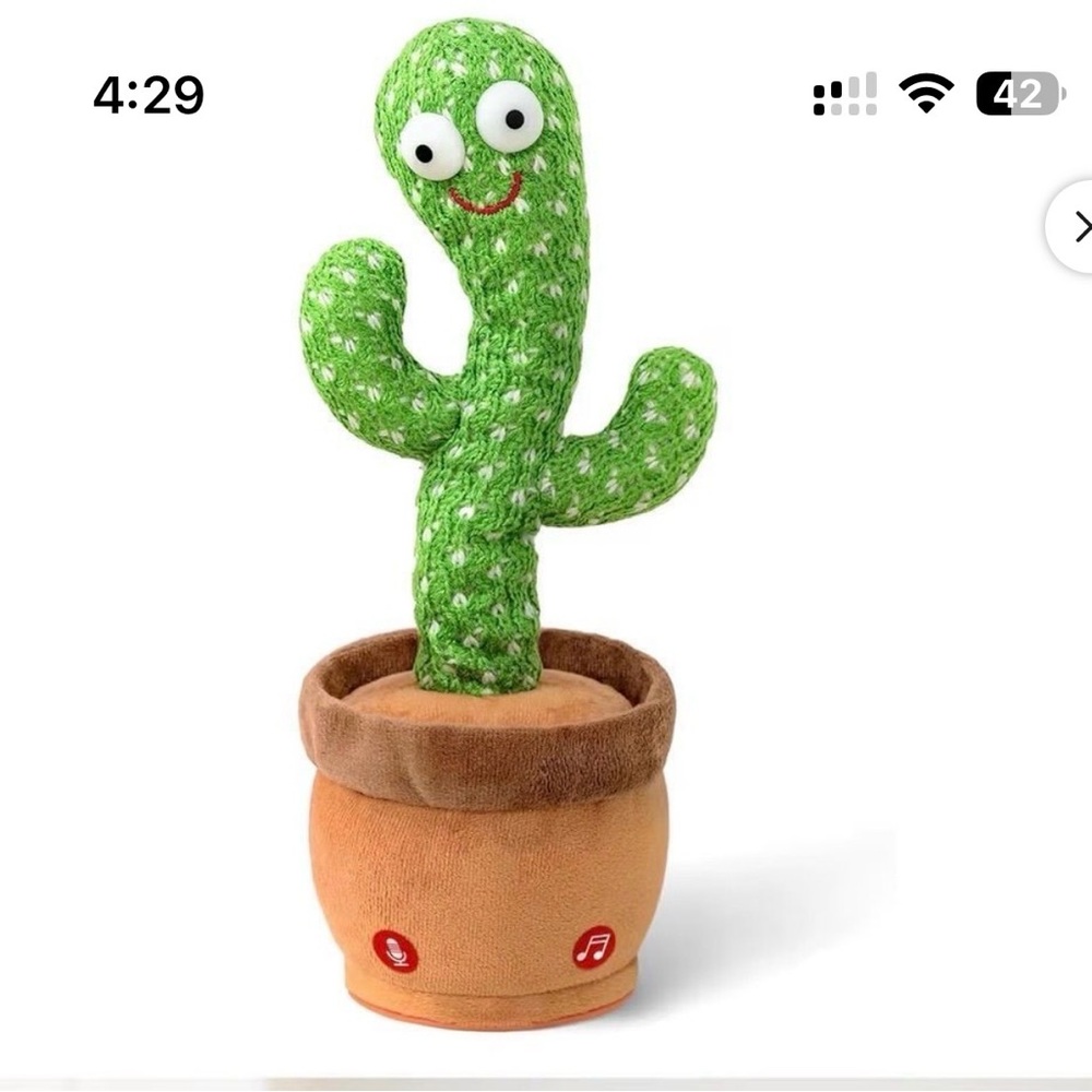 Dancing Cactus Plush Toy repeats what you say - Green